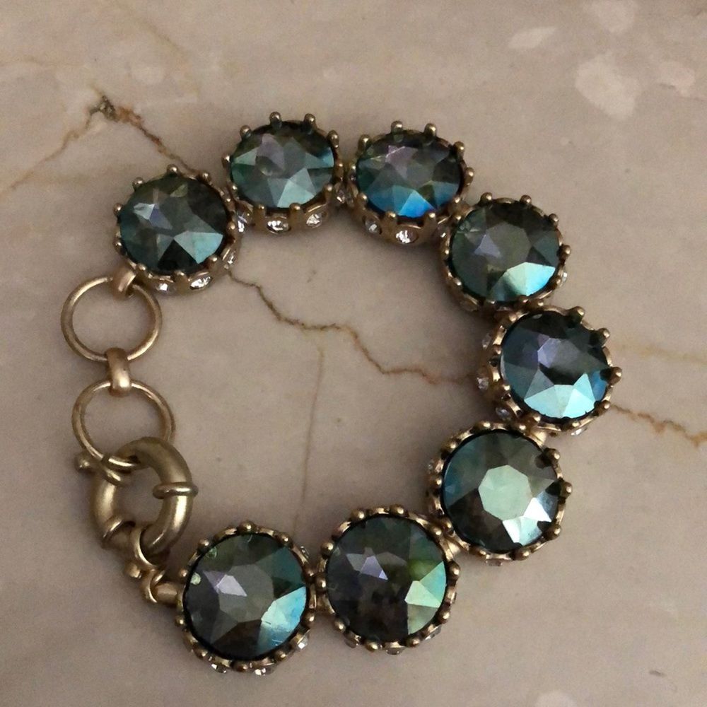 Unsigned J.Crew Mystic Crystal and Rhinestone Crown Link Bracelet